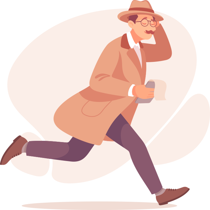 探偵が走っているイラスト