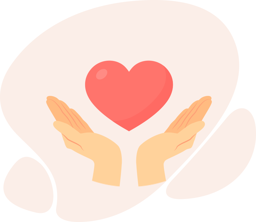 ハートを支える手のイラスト